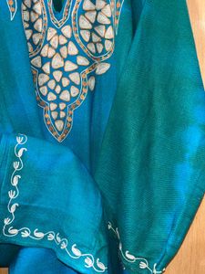 Teal Blue &amp; Green TieDye Kashmiri Pheran Cum Kurti