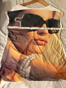 Beautiful Over Size High Low Graphic Imported Top