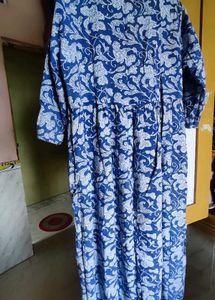 Blue Floral Print Midi Dress