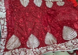beautiful maroon saree with stitched blouse