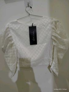 Puff Sleeve White Top