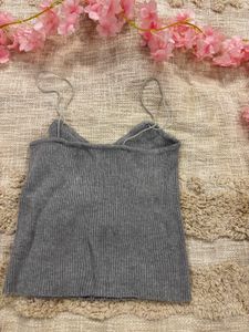 Gray Ribbed Tank Top