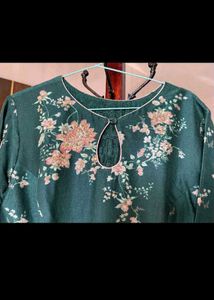 Green Ans Peach Plazo &amp; Short Kurta Set