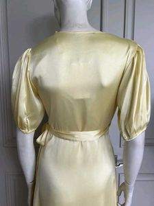Zara Yellow Satin Midi Dress
