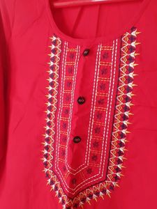 Red Straight Kurta