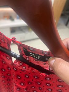 Red Patterned Long Sleeve Blouse
