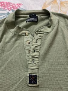Vintage Green Henley Short Sleeve Shirt