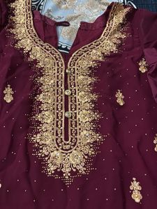 Elegant Maroon Embroidered Kurta Set