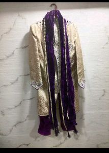 Designer Wedding Sherwani For Men @ - Gold Colour