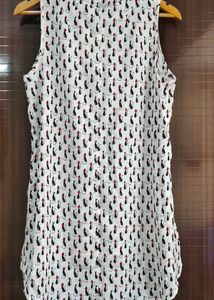 Kitty Print High Low Tunic Top