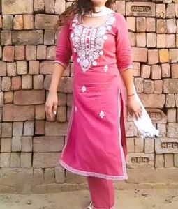 Pink Kurta Pant Dupatta Set