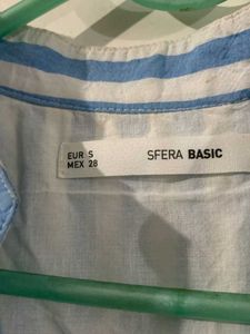 blue and white stripping frock with lining