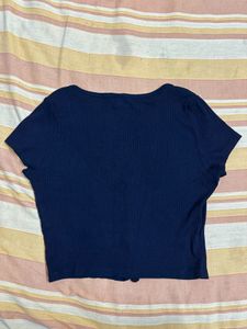 H&amp;M Black Ribbed Crop Top