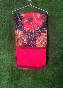Black Floral Print Saree