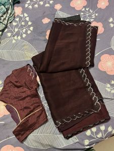 Elegant Brown Saree with Blouse