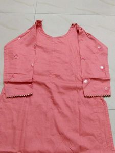 Peach Embroidered Kurti