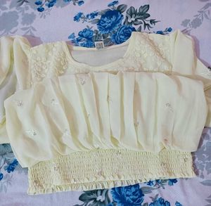 Elegant Light Yellow Chiffon Top