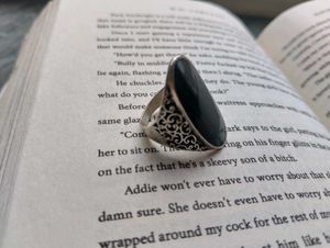 Gothic Black Stoned Grunge Ring Y2k