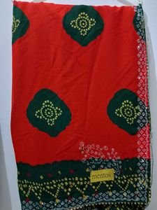 Elegant Red Bandhani Saree
