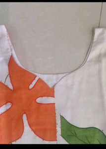 Chanderi Silk Handstitched Design kurta White