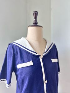 Sailor Style Knit Top Free Size