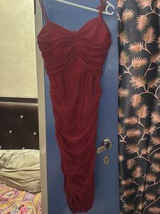 Red Ruched Bodycon Dress