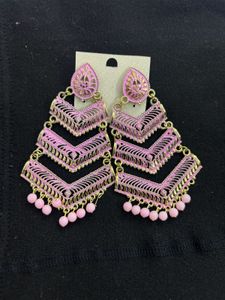 Pink Indian Long Earrings