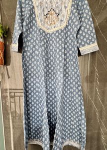 Blue & White Printed Kurti