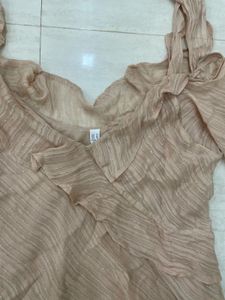 💖Peach Shimmer Dream Top! ✨Ruffle &amp; Bardot Style