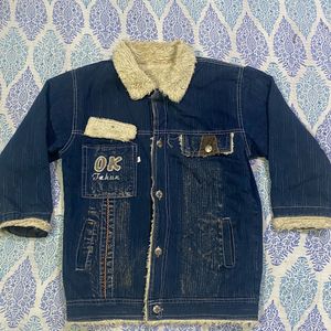 Denim Jacket with Fleece Collar