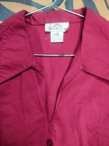 Dark Pink Shirt Knot Top