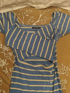 Striped Stretchable Bodycon Midi Dress