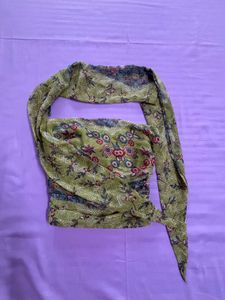 Green Floral Top With Scarf