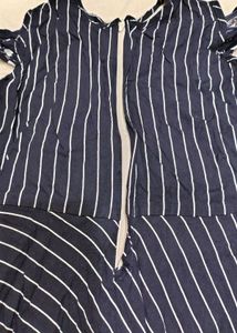 Striped Girls Dress with Floral Accent