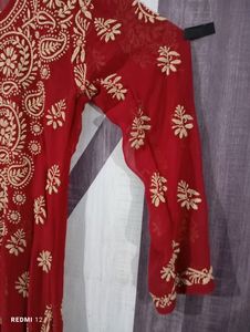 Red Chikenkari Kurta ❤