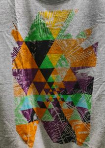 Grey Printed Women&#39;s Round Neck T-Shirt