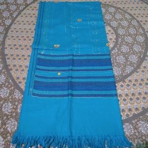 Blue Shawl with Embroidery