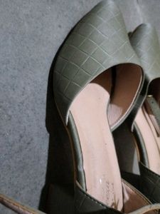 Olive Green Block Heel Sandals
