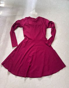 Burgundy Mid Thigh Sleeve Dress