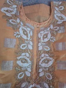 Embroidered Checkered Kurti