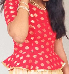 Pink &amp; Gold Lehanga Choli Set