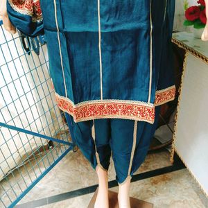 Teal Embellished dhoti Kurta Set