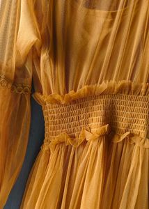 Elegant Yellow Lace Dress