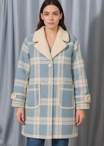 Plaid Wool Blend Coat