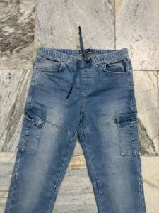 Blue Denim Cargo Pants