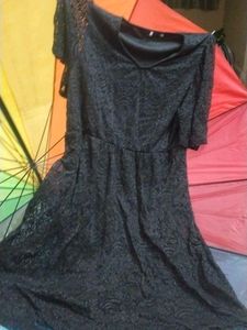 Elegant Black Lace Dress, febric floral barcode