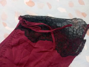 Burgundy Lace Trim Sleep Shorts