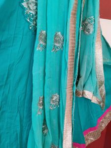 Anarkali With Gold Colour Embroidery Work