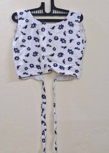 Floral Tie-Back Crop Top
