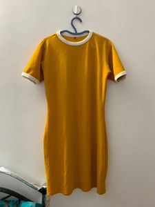 Yellow Ringer Bodycon Dress Size: L